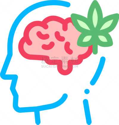 brain and leaf man silhouette headache icon