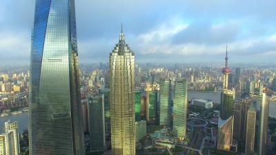 现代城市中心区现代建筑鸟瞰