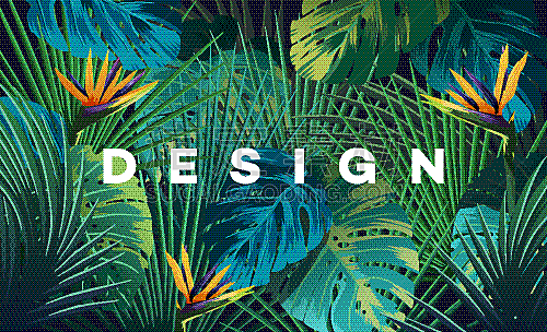 bright tropical background with jungle plants