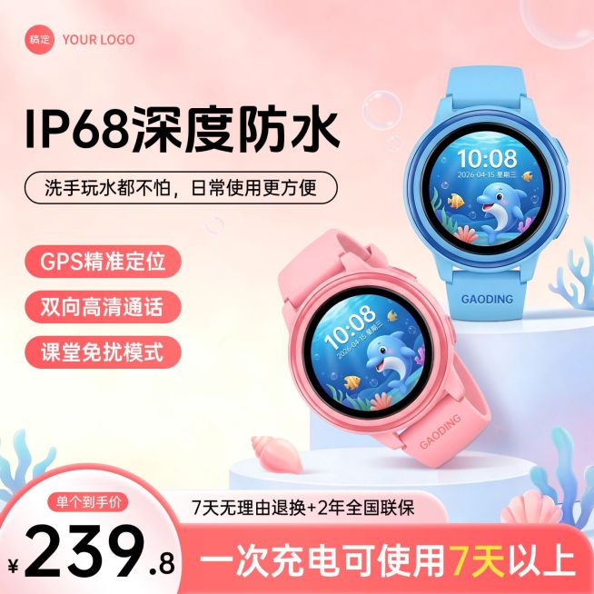 儿童电话手表母婴亲子电商零售主图预览效果