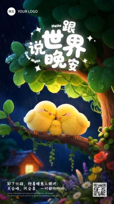 晚安日签问候正能量竖版海报预览效果