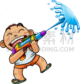 水,儿童,男孩,可爱的,送水节,湿,湿透,塑胶,庆祝
