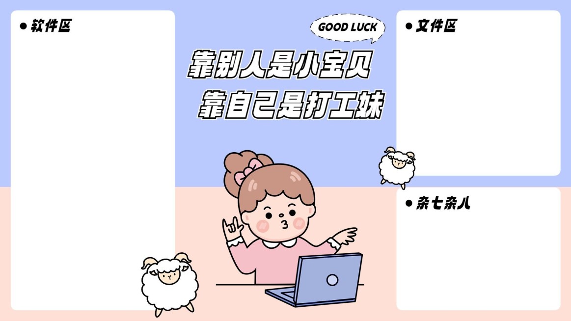 打工人趣味电脑桌面分区壁纸预览效果