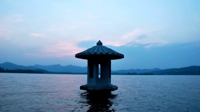 杭州西湖日落景观，延时摄影