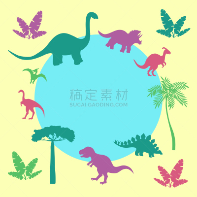 边框,恐龙,多色的,抽象,过去,纺织品,野生动物,迷惑龙,已灭绝生物,侏罗纪