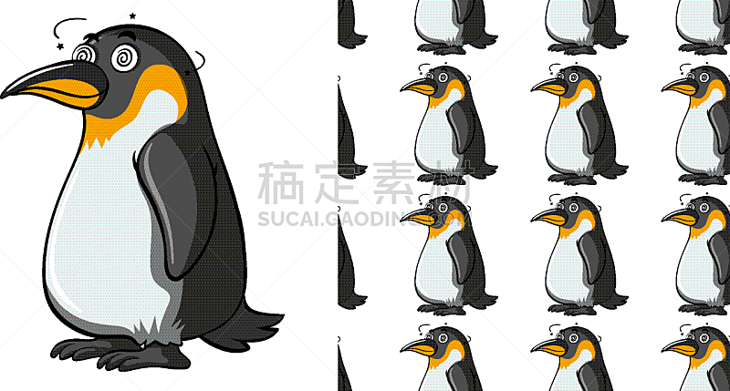 seamless background design with dizzy penguin