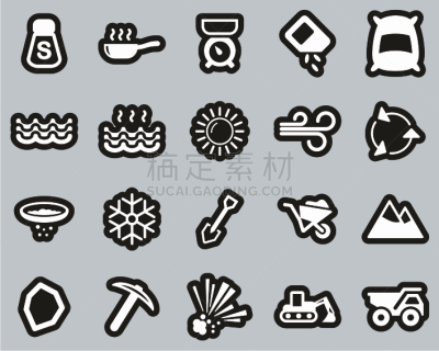 计算机图标,盐,贴纸,白色,黑色背景,巨大的,盐矿,热,独轮手推车,线条