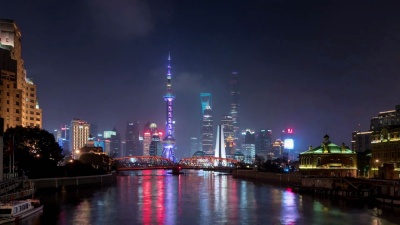 延时摄影上海天际线/中国上海