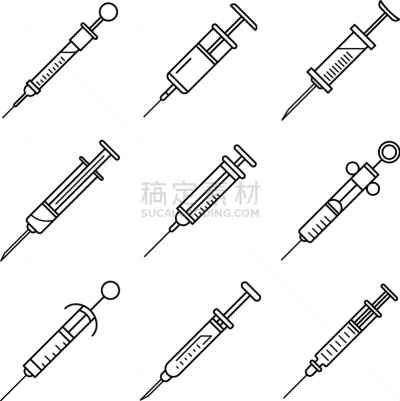 注射器,轮廓,图标集,分离着色,健康保健,剂量,药,概念,直的,液体
