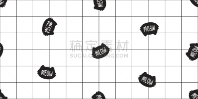 四方连续纹样,绘画插图,卡通,乱画,猫,矢量,式样,小猫,格子图案,重复
