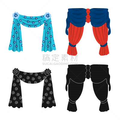 窗帘,品牌名称,红色,蓝色,纺织品,薄纱,缎子,设计,布置,收集
