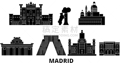 城市天际线,马德里,西班牙,公寓,旅途,名声,交通,黄昏,旅行,布置