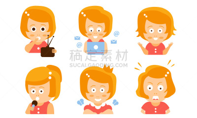 绘画插图,红色,笔记本电脑,矢量,麦克风,卡通,女孩,收音机,王冠,可爱的
