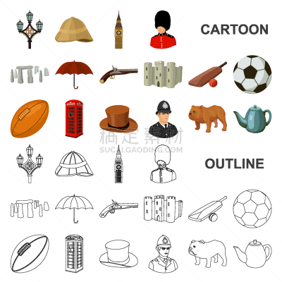 英格兰,非都市风光,漫画,舞台,计算机图标,分离着色,传统,红色,图像,收集