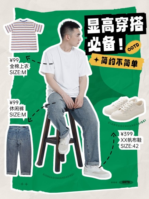 服饰箱包男装穿搭推荐小红书封面预览效果