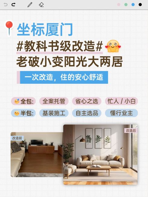 家居家装旧房改造装修服务介绍拼图小红书封面预览效果