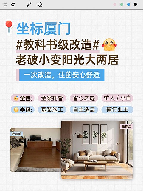 家居家装旧房改造装修服务介绍拼图小红书封面