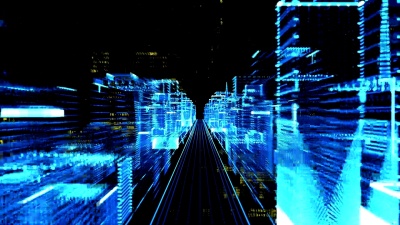 城市光技术数字背景。主播环路