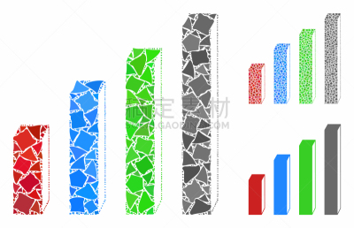 3d bar chart composition icon inequal items