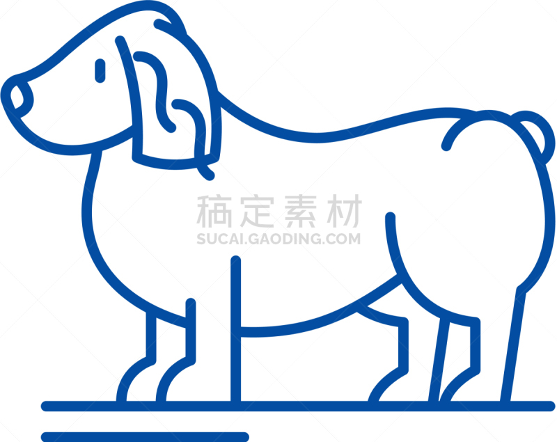 斯班尼犬,概念,线图标,平坦的,可爱的,纯种犬,肖像,骑士,脊椎动物,坐