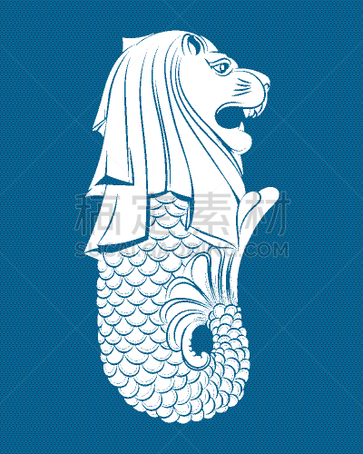 狮头鱼尾像,蓝色,鱼尾狮,可爱的,商务,狮子,公园,自然美,动物,品牌名称
