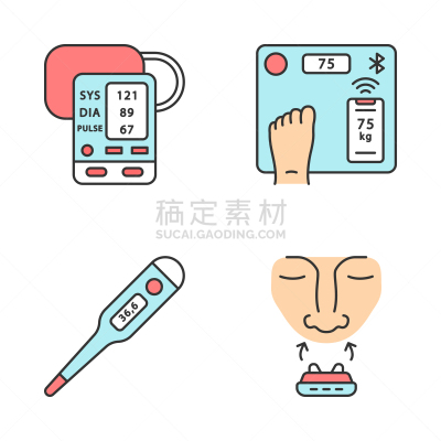 健康保健,计算机图标,彩色图片,数字化显示,有序,脉搏图,背景分离,药,温度,技术