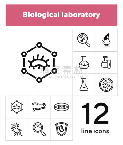 生物学,图标集,实验室,线条,显微镜,健康保健,背景分离,环境,技术,分子