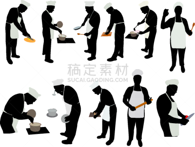 蔬菜,食品,长柄勺,围裙,厨师帽,木匙,烹调,午餐,剪影,驾车