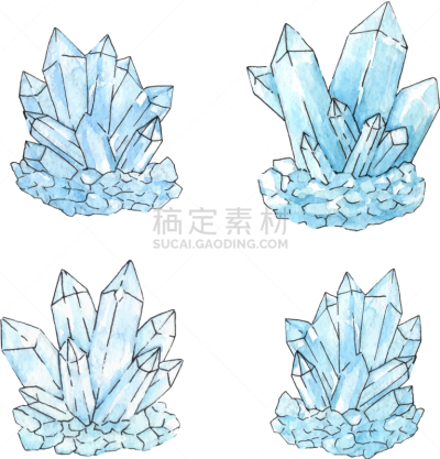 石英,草图,水晶,水彩画,组物体,秘密,几何形状,矿块,石头,布置