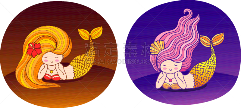 梦想,美人鱼,卡通,荧光色,乌登码头,肖像,女人,布置,躺