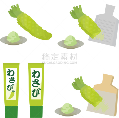 绿芥末酱,矢量,绘画插图,涂油烤肉,擦菜板,蔬菜,日本食品,食品,图像,烹调用具