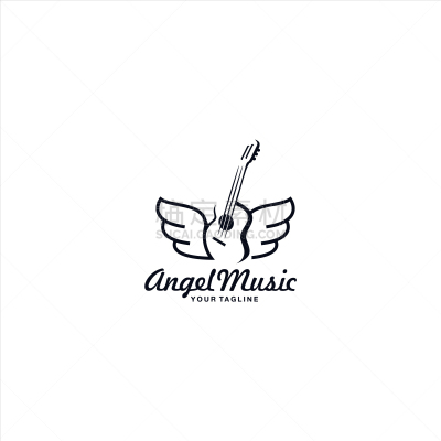 music guitar logo design template
