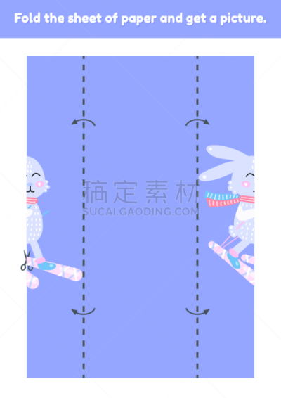 儿童,可爱的,野兔,折叠的,纸,绘画艺术品,滑雪雪橇,团体性运动,技能,学龄前