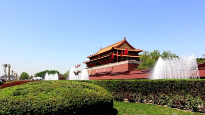 天安门与喷泉