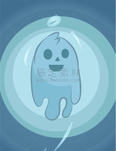 可爱的,鬼,动画片,笑脸,矢量,怪异,大眼新月鲷,图像,微笑