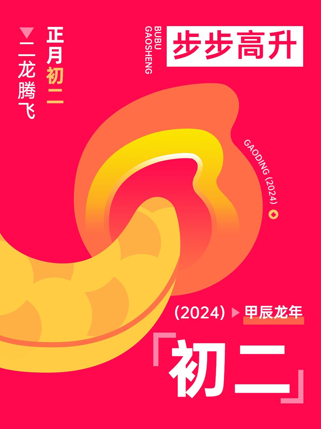 春节新年拜年祝福正月初二套系小红书配图