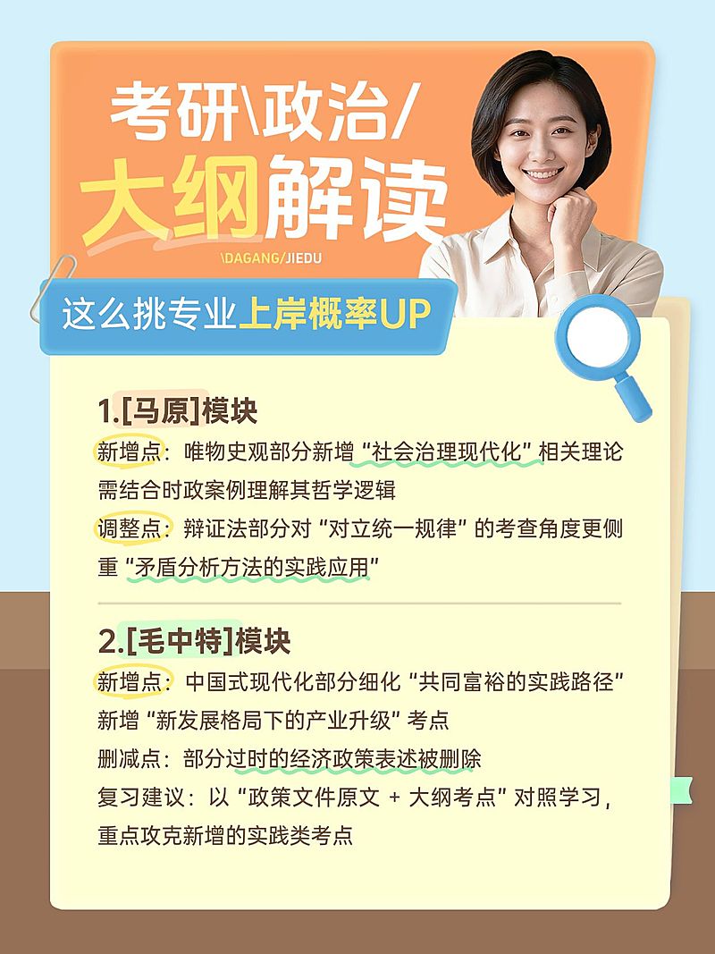教育培训学历教育考研政治大纲解读人像小红书配图