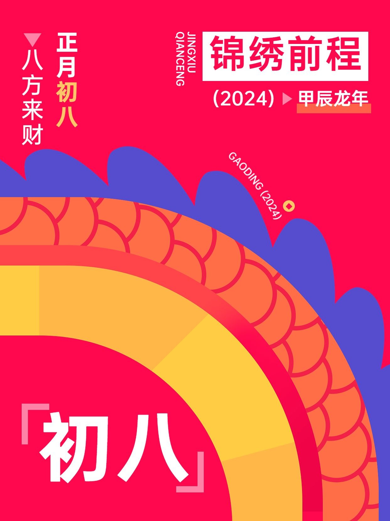 春节新年拜年祝福正月初八套系小红书配图预览效果