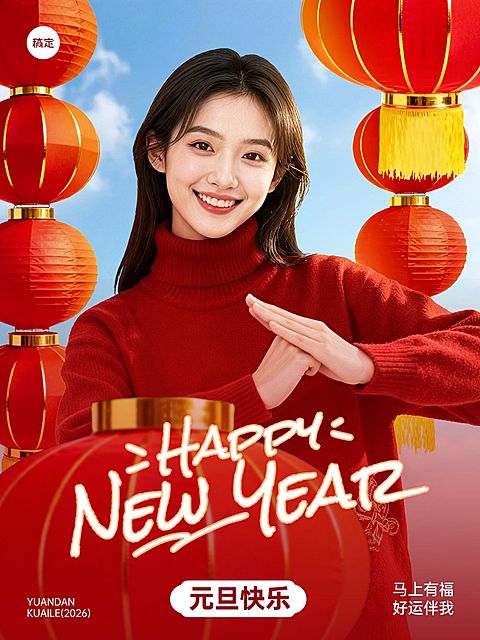 元旦节日祝福喜庆感温馨感晒图晒照小红书封面