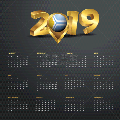 2019,模板,非都市风光,日历,图瓦共和国,金色,新年,白昼,商务