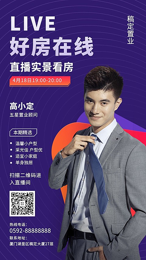 房地产双十一线上直播看房宣传海报