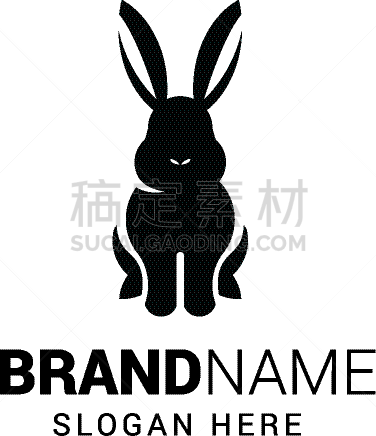 模板,品牌名称,兔子,分离着色,白色,可爱的,商务,敏捷,坐