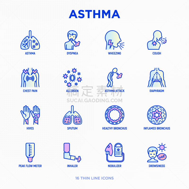 粘液,哮喘,细的,现代,雾化器,绘画插图,蜂箱,计算机图标,矢量,膜片