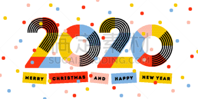 2020,五彩纸屑,新年前夕,可爱的,贺卡,几何形状,品牌名称,节日,复古