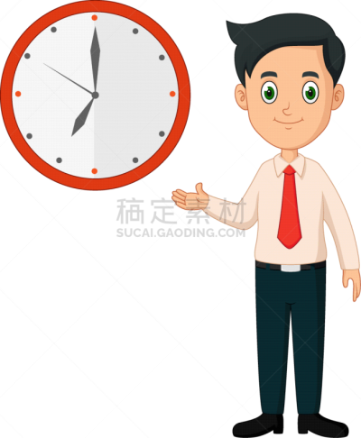 卡通,男商人,钟面,紧迫,商务,经理,专业人员,迅速,正装,动机