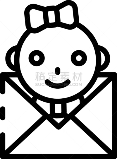 信封,轮廓,平衡折角灯,高雅,计算机图标,女儿,可爱的,请柬,单词,月