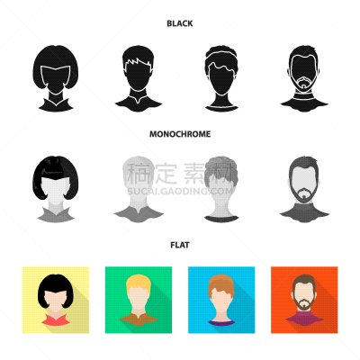 设计师,图标集,与摄影有关的场景,分离着色,假发,男人,肖像,图像,络腮胡子,收集