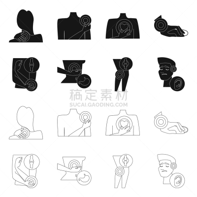 分离着色,图标,健康保健,身体受伤,饥饿的,生病,收集,骨折,设计