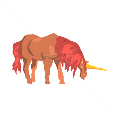 红色,独角兽,马,鬃毛,褐色,白色,幻想,图像,种马,虚构