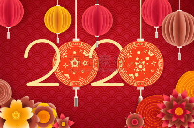 2020,新年前夕,绘画插图,新年卡,月亮,背景,式样,传统,贺卡,灯笼